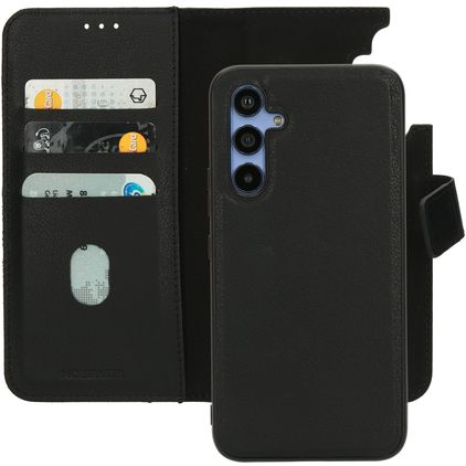 Mobiparts Samsung Galaxy A54 Hoesje Echt Leer Uitneembare 2in1 Bookcase Portemonnee - Zwart