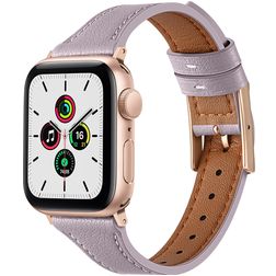 Mobigear Napoli Leren Apple Watch Bandje Gespsluiting - 49/46/45/44 mm - Paars