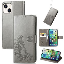 Mobigear Clover iPhone 15 Plus Hoesje Bookcase Portemonnee - Grijs