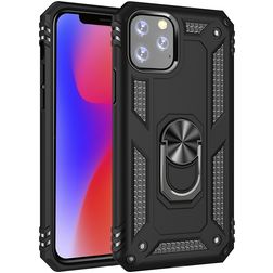 Mobigear Armor Ring iPhone 11 Pro Hoesje Hardcase Backcover Shockproof met Ringhouder - Zwart