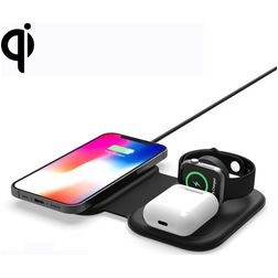 Mobigear Magnetic Folding 3in1 Draadloze lader Qi Wireless 15W - Zwart