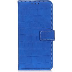 Mobigear Croco Motorola Edge 20 Pro Hoesje Bookcase Portemonnee - Blauw