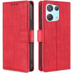Mobigear Croco OPPO Reno 8 Pro 5G Hoesje Bookcase Portemonnee - Rood