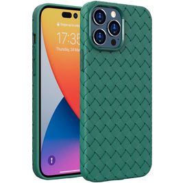 Mobigear Woven iPhone 14 Pro Max Hoesje Flexibel TPU Backcover - Groen