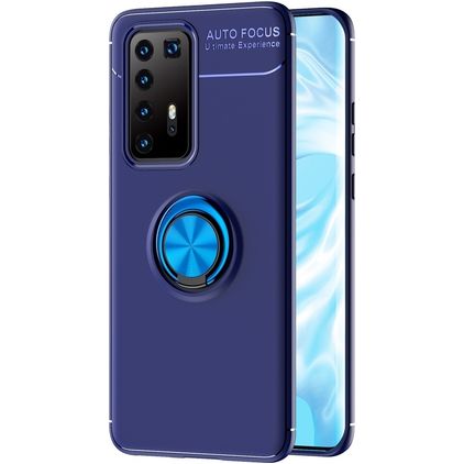 Mobigear Armor Ring Huawei P40 Pro Hoesje Flexibel TPU Backcover Shockproof met Ringhouder - Blauw