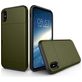 Mobigear Card iPhone XS Hoesje Hardcase Backcover Shockproof met Pasjeshouder - Legergroen