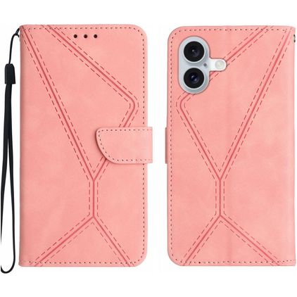Mobigear Stitch iPhone 17 Hoesje Bookcase Portemonnee - Roze