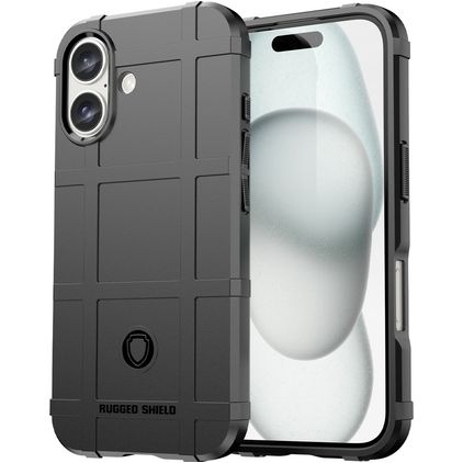 Mobigear Rugged Shield iPhone 16 Plus Hoesje Flexibel TPU Backcover Shockproof - Zwart