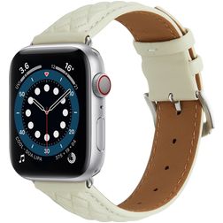 Mobigear Genova Leren Apple Watch Bandje Gespsluiting - 42/41/40/38 mm - Beige