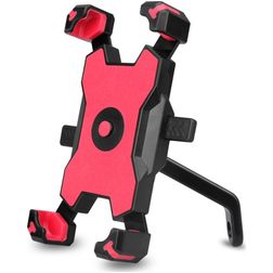 Mobigear PushHold Telefoonhouder Motor Achteruitkijkspiegel Klem Universeel - Rood