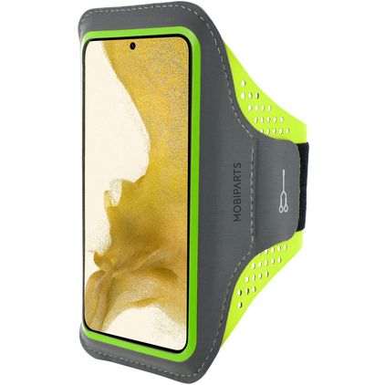 Mobiparts Comfort Fit Telefoonhouder Hardlopen Samsung Galaxy S22 Plus Sport Hoesje Neopreen Sportarmband - Neon Green