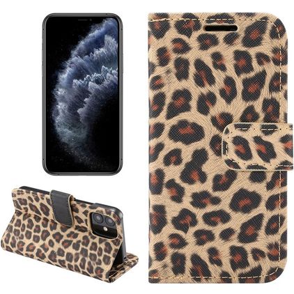 Mobigear Leopard iPhone 12 Mini Hoesje Bookcase Portemonnee - Geel