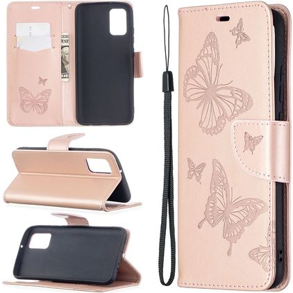 Mobigear Butterfly Samsung Galaxy A02s Hoesje Bookcase Portemonnee - Roségoud