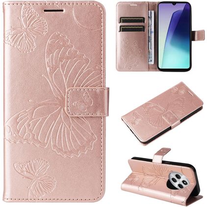 Mobigear Butterfly Xiaomi Redmi 14C Hoesje Bookcase Portemonnee - Roségoud