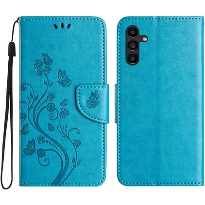 Mobigear Flowers Samsung Galaxy A56 Hoesje Bookcase Portemonnee - Blauw
