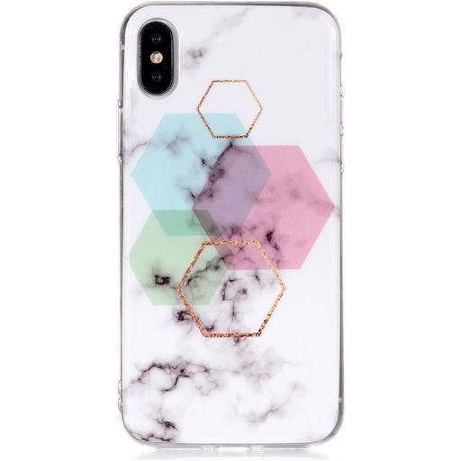 Mobigear Marble iPhone XR Hoesje Flexibel TPU Backcover - Hexagon