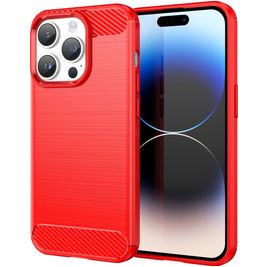 Mobigear Brushed Slim iPhone 15 Pro Max Hoesje Flexibel TPU Backcover - Rood