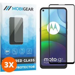 Mobigear Premium Motorola Moto G9 Power Glazen Screenprotector - Case Friendly - Zwart (3-Pack)
