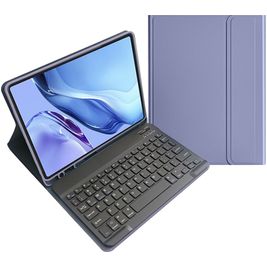 Mobigear Keys Samsung Galaxy Tab S9 FE Hoes QWERTY Bluetooth Toetsenbord Bookcase + Stylus Houder - Paars