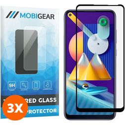 Mobigear Premium Samsung Galaxy M11 Glazen Screenprotector - Case Friendly - Zwart (3-Pack)