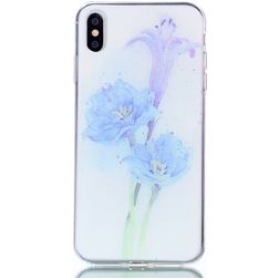 Mobigear Design iPhone XS Max Hoesje Flexibel TPU Backcover - Paarse Bloem