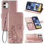 Mobigear Clover iPhone 12 Hoesje Bookcase Portemonnee - Roségoud