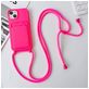 Mobigear Lanyard Card iPhone 15 Siliconen Hoesje met koord en Pasjeshouder - Roze
