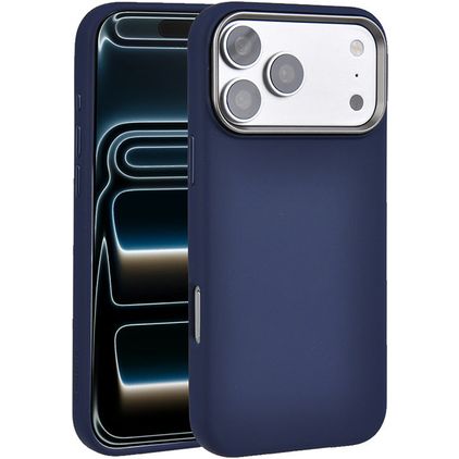 Valenta Silk iPhone 17 Pro Siliconen MagSafe Hoesje Backcover Shockproof - Donkerblauw