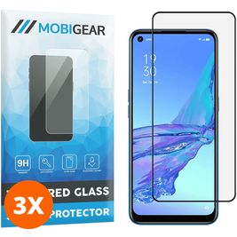 Mobigear Premium OPPO A53s Glazen Screenprotector - Case Friendly - Zwart (3-Pack)