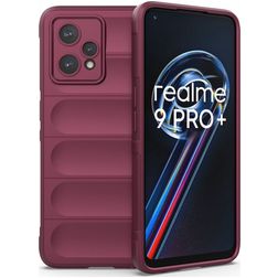 Mobigear Bumpy Realme 9 Pro Plus Hoesje Flexibel TPU Backcover - Bordeaux Rood