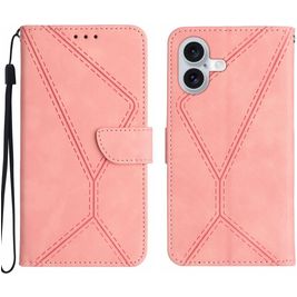 Mobigear Stitch iPhone 17 Hoesje Bookcase Portemonnee - Roze