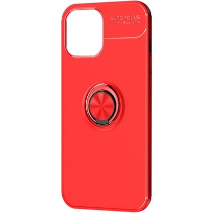 Mobigear Armor Ring iPhone 12 Pro Max Hoesje Flexibel TPU Backcover Shockproof met Ringhouder - Rood