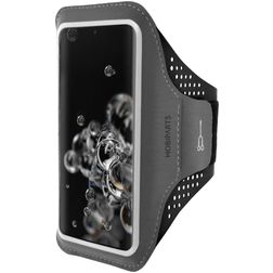 Mobiparts Comfort Fit Telefoonhouder Hardlopen Samsung Galaxy S20 Ultra Sport Hoesje Neopreen Sportarmband - Zwart