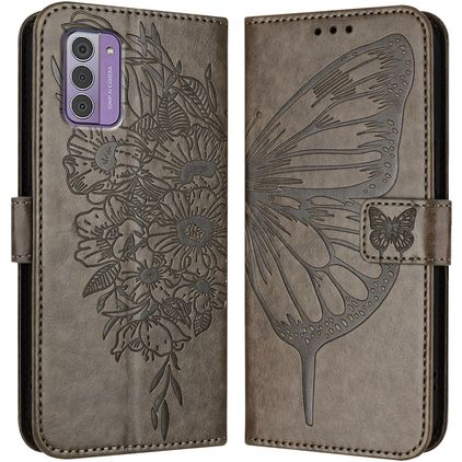 Mobigear Butterfly Nokia G42 Hoesje Bookcase Portemonnee - Grijs