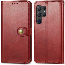 Mobigear Snap Button Samsung Galaxy S25 Ultra Hoesje Bookcase Portemonnee - Rood