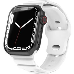 Mobigear Sport Armor Siliconen Apple Watch Bandje Druksluiting - 42/41/40/38 mm - Wit