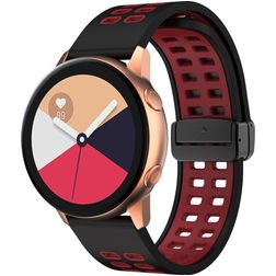 Mobigear Sport Plus Mag Siliconen Smartwatch Bandje Magneetsluiting - Universeel 22 mm connector - Zwart / Rood