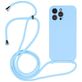 Mobigear Lanyard iPhone 14 Pro Siliconen Hoesje met koord - Babyblauw