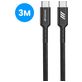 Mobigear Nylon USB-C naar USB-C Kabel 3 Meter - Zwart