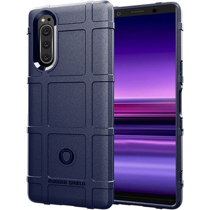 Mobigear Rugged Shield Sony Xperia 5 Hoesje Flexibel TPU Backcover Shockproof - Blauw