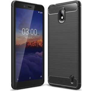 Mobigear Brushed Slim Nokia 1 Plus Hoesje Flexibel TPU Backcover - Zwart