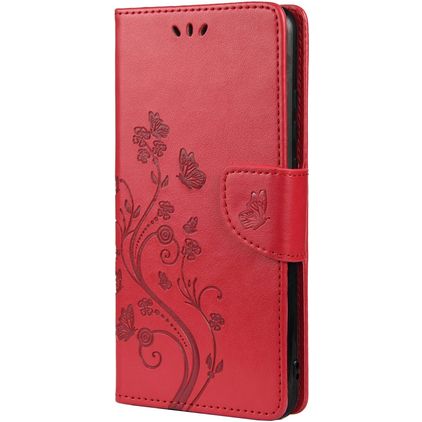 Mobigear Flowers Samsung Galaxy A23 Hoesje Bookcase Portemonnee - Rood