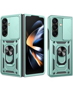 Mobigear Armor Ring Cam Slide Samsung Galaxy Z Fold 8 Ultra Hoesje Hardcase Backcover Shockproof met Ringhouder en Camera Slider - Groen