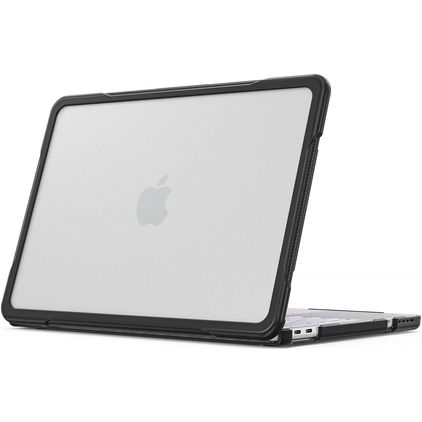 Mobigear Shockproof Pro MacBook Neo 13 Inch (2026) Hoes Hardshell Laptopcover MacBook Case - Transparant / Zwart - Model A3404