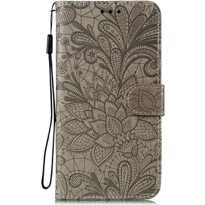 Mobigear Flowers Huawei P40 Hoesje Bookcase Portemonnee - Grijs