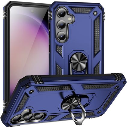 Mobigear Armor Ring Samsung Galaxy S23 FE Hoesje Hardcase Backcover Shockproof met Ringhouder - Blauw