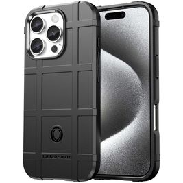 Mobigear Rugged Shield iPhone 16 Pro Max Hoesje Flexibel TPU Backcover Shockproof - Zwart