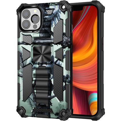 Mobigear Armor Stand iPhone 13 Pro Max Hoesje Hardcase Backcover Shockproof met Standaard - Groen