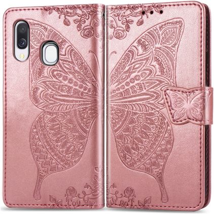 Mobigear Butterfly Samsung Galaxy A40 Hoesje Bookcase Portemonnee - Roségoud