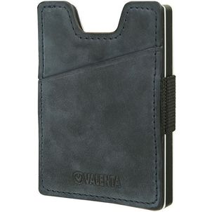 Valenta Card Case Alu + Money Strap Leren Pasjeshouder - 8 Pasjes - Blauw